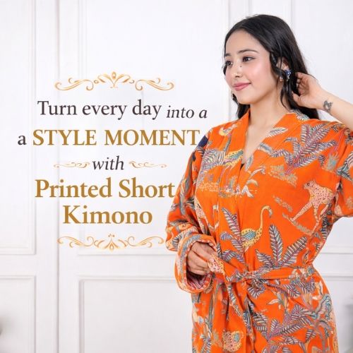 Handcrafted Printed Short Kimono – Effortless Style for Everyday