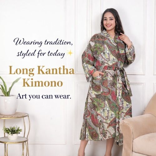 Designer Long Kantha Kimono