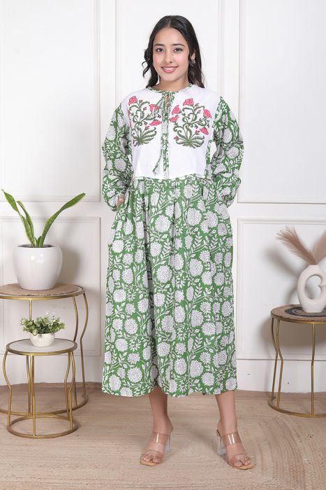 Printed Bohemian Cotton Dress – Trendy & Comfortable