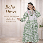 Printed Bohemian Cotton Dress – Trendy & Comfortable
