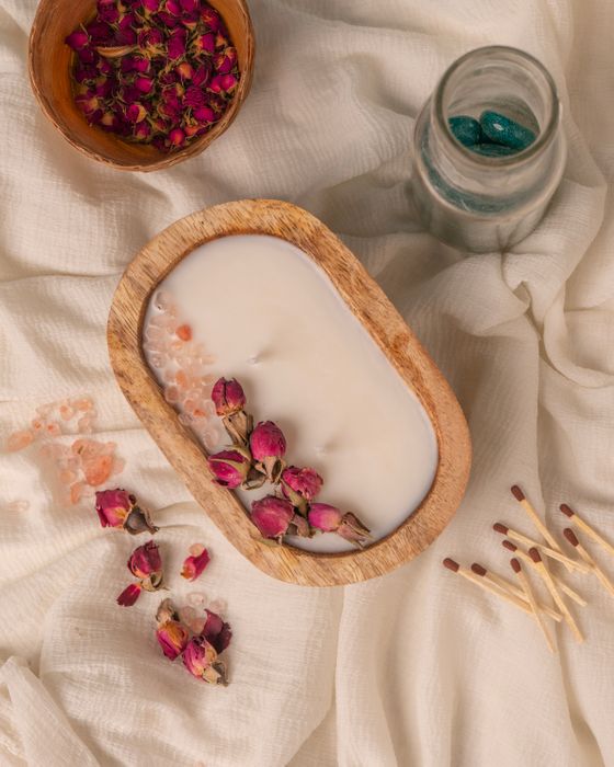 Wooden Doughbowl Candle