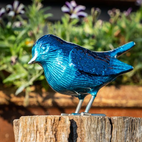 Tilnar Art Brushed Aqua Robin Pot Stake