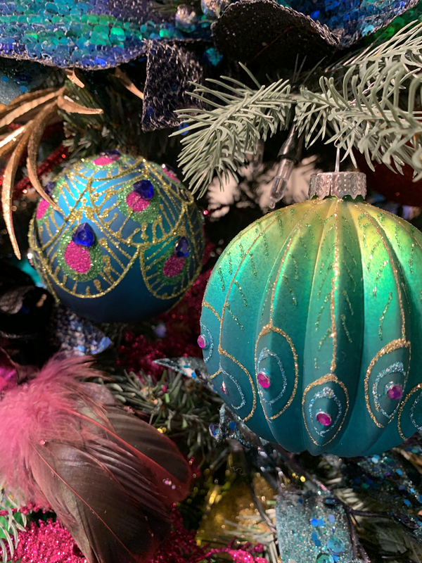 Pink Peacock Figurine Christmas Ornament