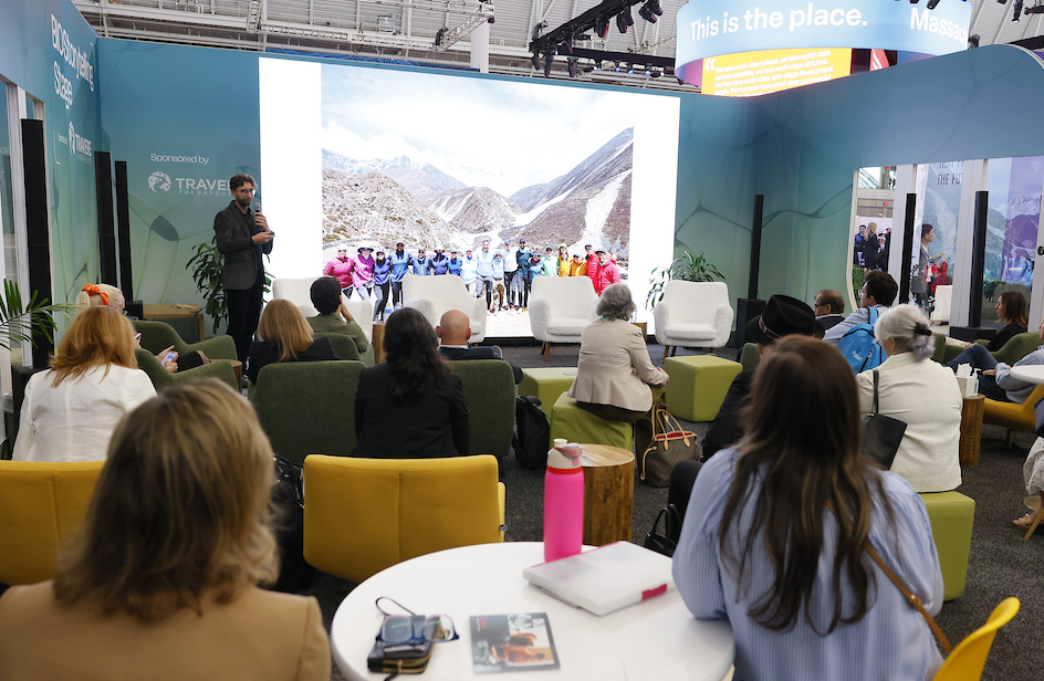 man speaking on storytelling stage