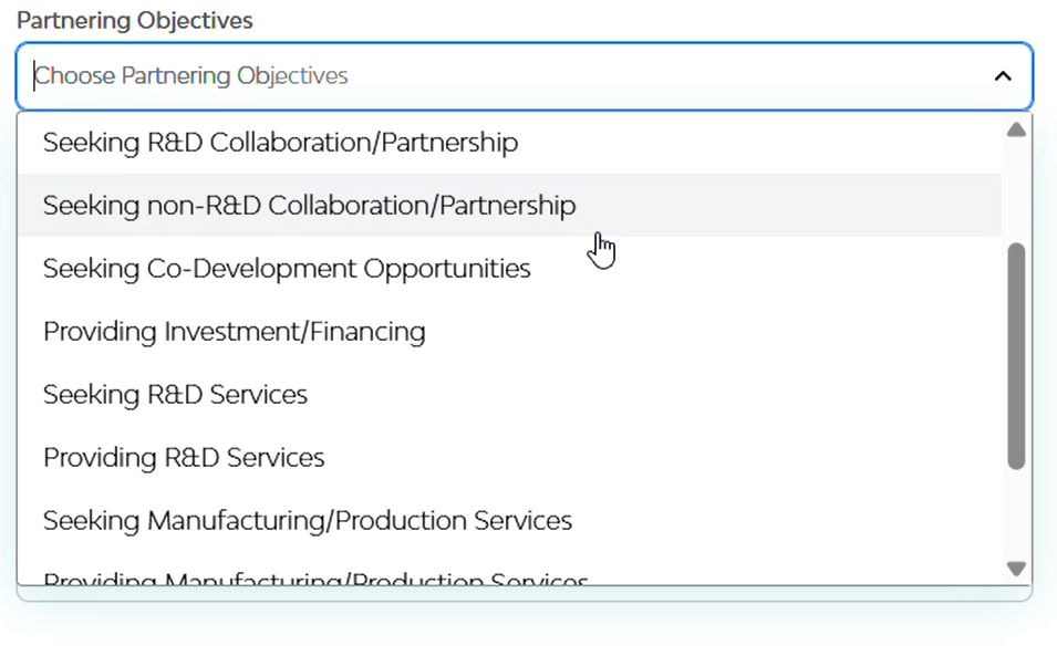 partnering objectives screenshot
