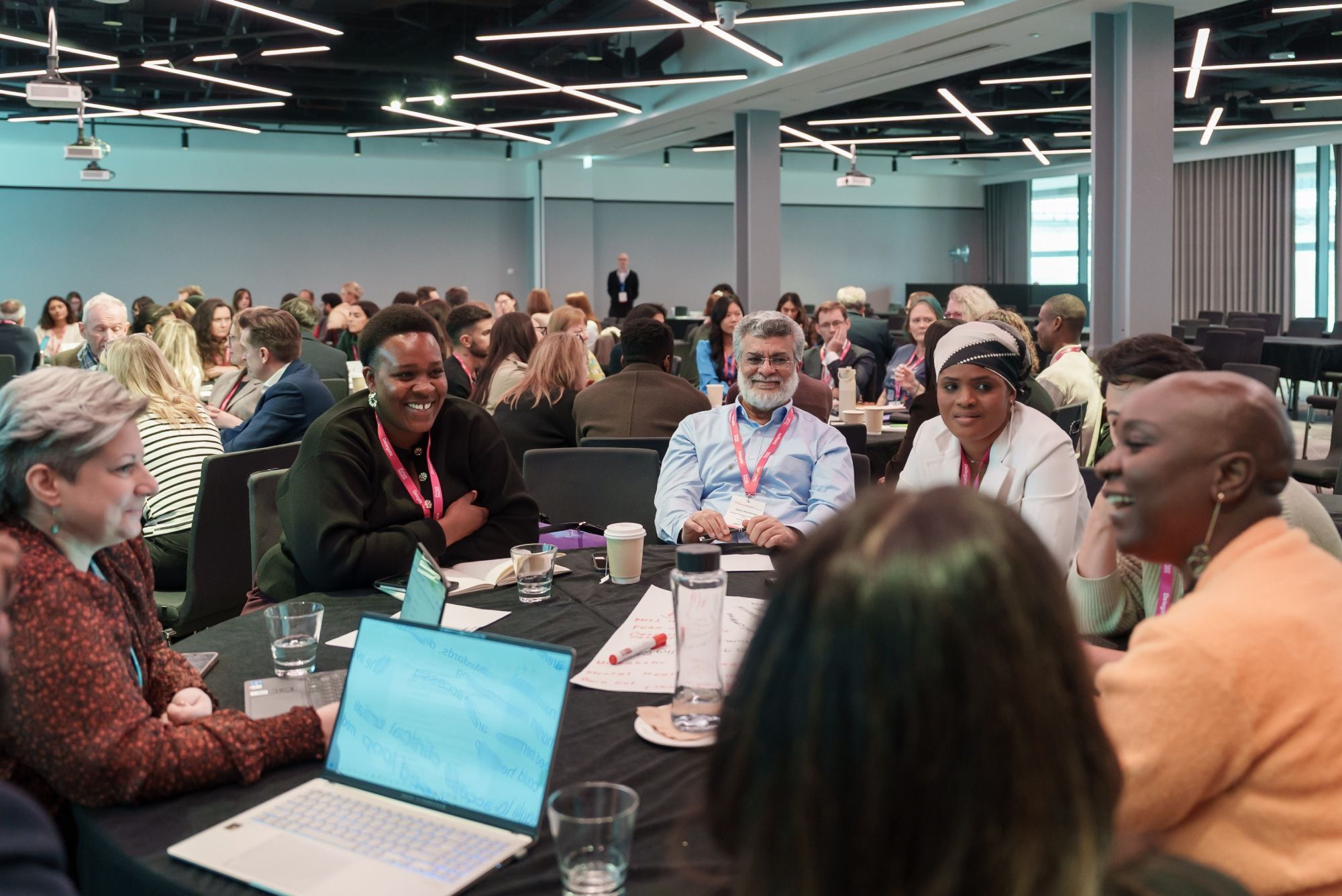 A panel discussion at a conference