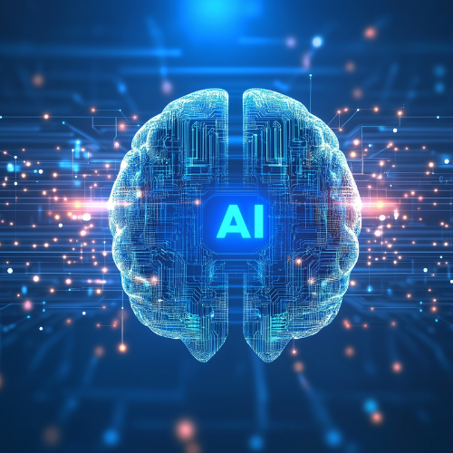 Image of a brain and AI 