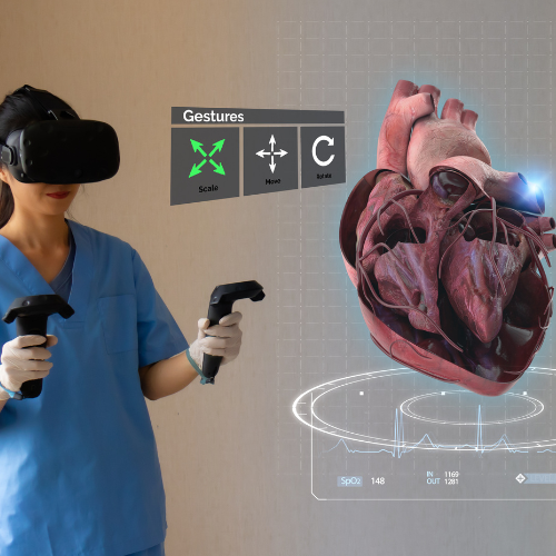 Healthcare professional using AI to look at a heart