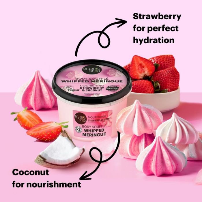 Organic Shop Whipped Meringue Body Souffle Nourishing Strawberry and Coconut (250ml)