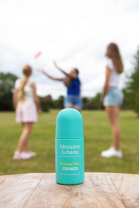 blossom & beau - dazzling diva - Parma Violet & peoney - natural deodorant for girls, teens and tweens