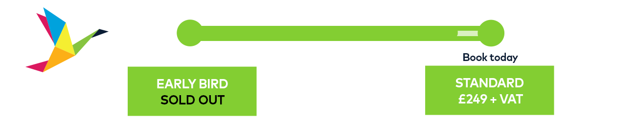 Image showing the conference costs for friday only bookings. £199 plus vat for bookings made before 31st December 2025. £249 plus VAT for bookings made after 1st January 2025.