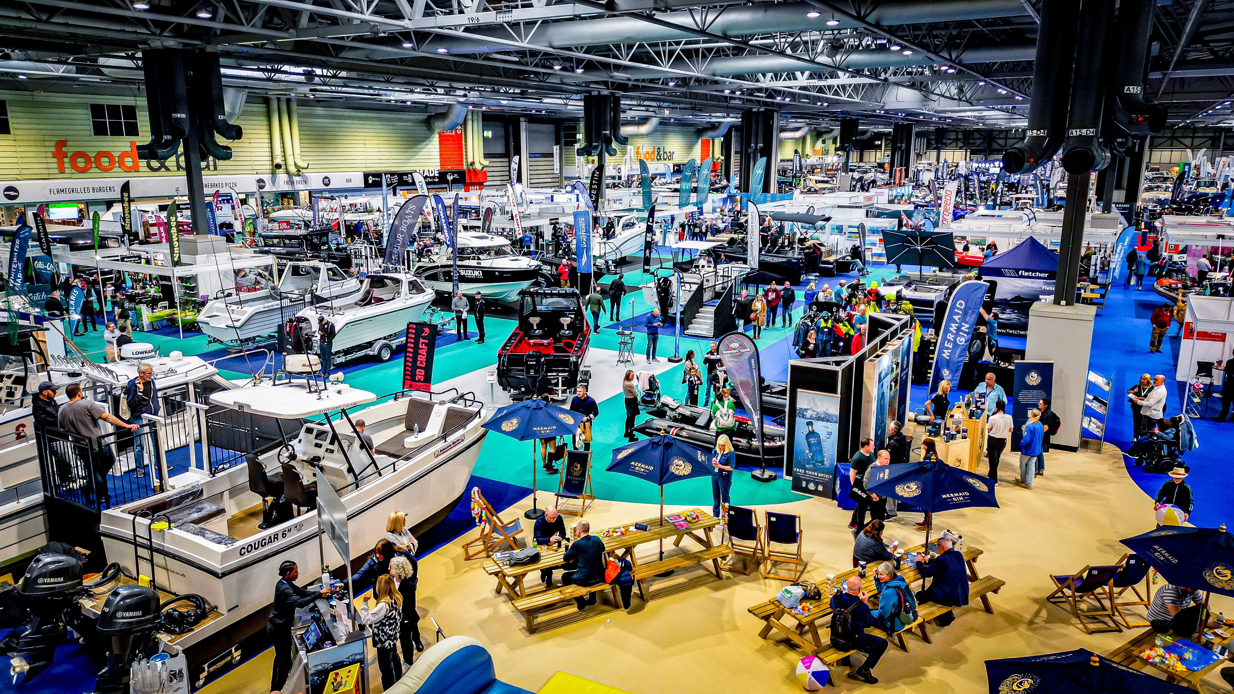 interior view of boat life event with various boats 