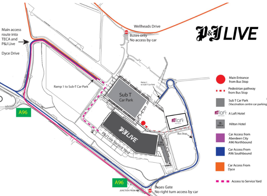Map of P&J Live
