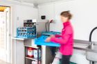 Bottle washing system for milk or drinks handles up to 640 bottles per hour