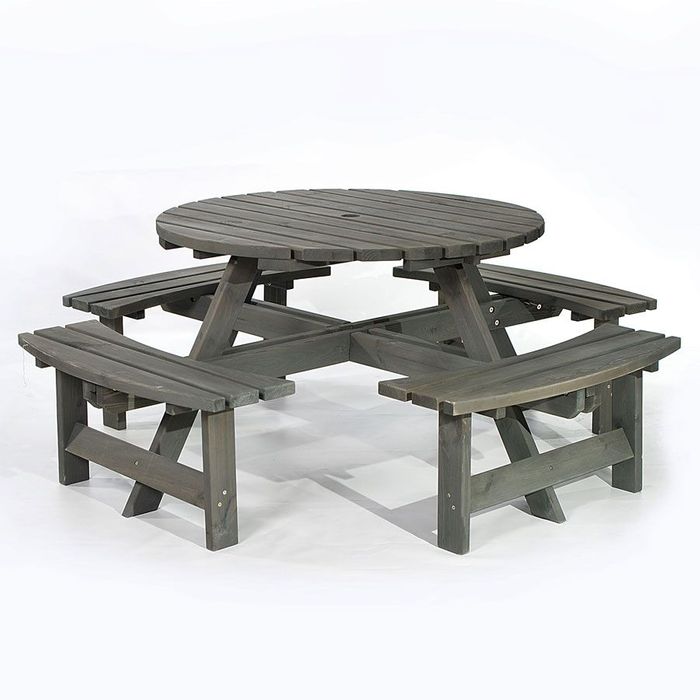 York Picnic Table- Durable Heavy Duty Round Pub Table- Suitable for 8 People 1.8M Diameter- Dark Grey