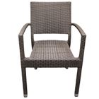 Ascot 90cm Square Teak Polyresin Topped Table with 4 Ascot Rattan Arm Chair Set- Black/Brown Weave