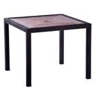 Ascot 90cm Square Teak Polyresin Topped Table with 4 Ascot Rattan Arm Chair Set- Black/Brown Weave