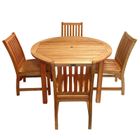 Melton Dining Table Set- 120cm Round Table with 4 Side Chairs- Hardwood- Clear Finish