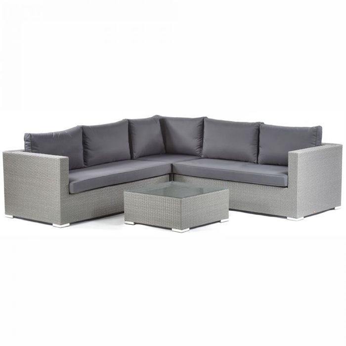 Oasis Rattan Corner Sofa & Glass Coffee Table Set- Hard Wearing Rattan Commercial Grade Furniture