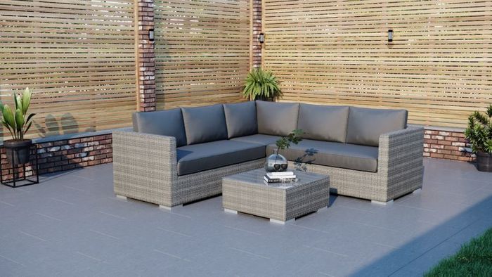 Oasis Rattan Corner Sofa & Glass Coffee Table Set- Hard Wearing Rattan Commercial Grade Furniture