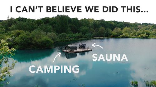We Built a A FLOATING OFF-GRID CABIN & SAUNA in 24 HOURS