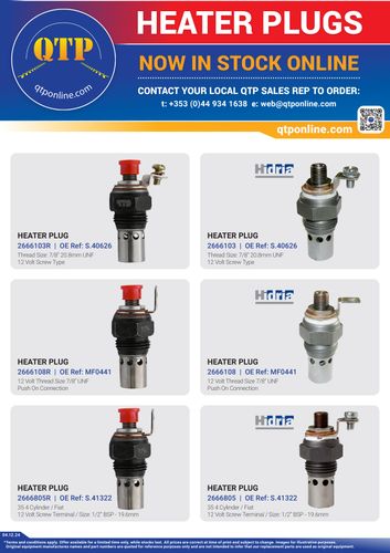 Quality Tractor Parts - Heater Plugs Brochure - Jan 25