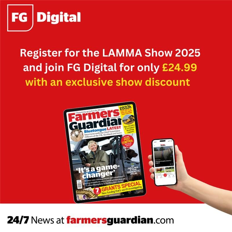 When you register you can get a one year digital Farmers Guardian membership worth £109 for just £24.99!