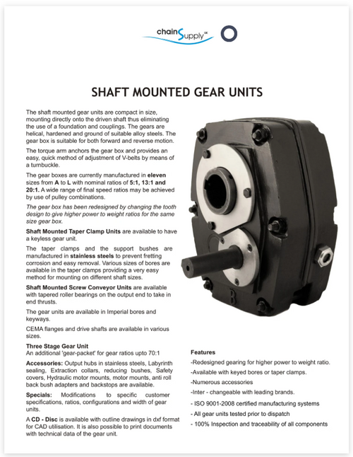 Chain Supply UK - Shaft Mounted Gear Units (SMGU / SMSR) by CSUK