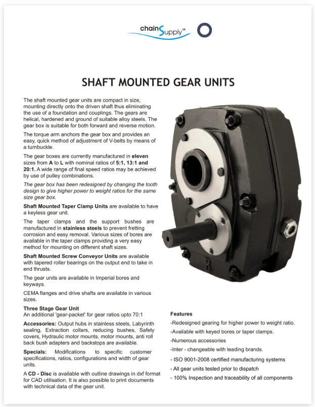 Chain Supply UK - Shaft Mounted Gear Units (SMGU / SMSR) by CSUK
