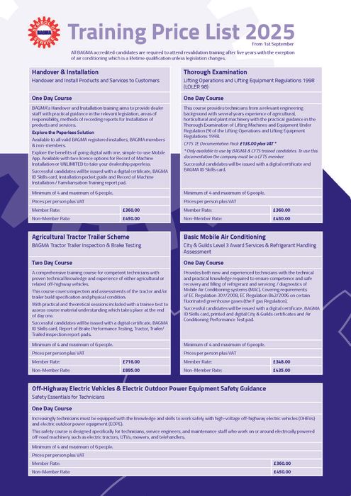 BAGMA Off-Highway Electric Vehicles & Electric Outdoor Power Equipment Safety Course