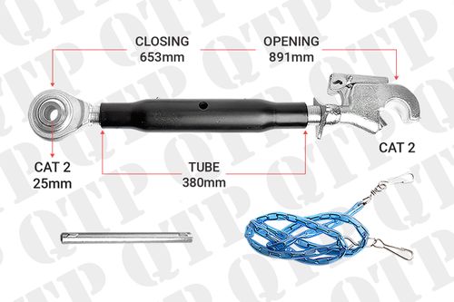 Heavy Duty Top Link (Cat 2 / 2 Ball Hook 380mm)