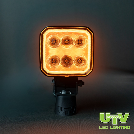 UTV3022-1 - 90W 7200 Lumen Square Work Light – Built in White/Amber DRL with Strobe