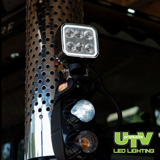 UTV3022-1 - 90W 7200 Lumen Square Work Light – Built in White/Amber DRL with Strobe