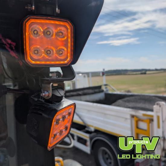 UTV3022-1 - 90W 7200 Lumen Square Work Light – Built in White/Amber DRL with Strobe