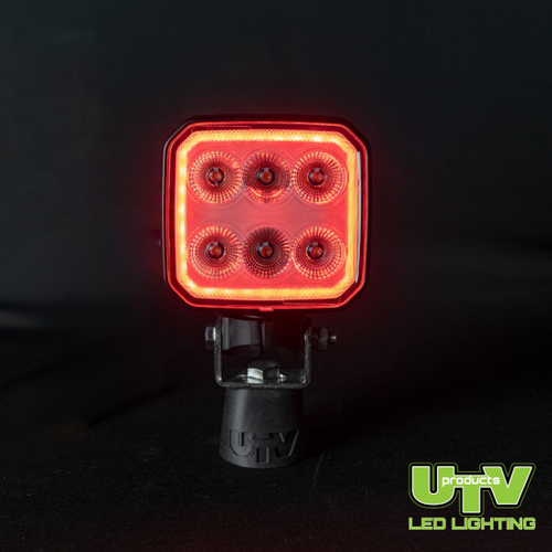 UTV3022-2 - 90W 7200 Lumen Square Work Light – Built in RED/Amber DRL with Strobe