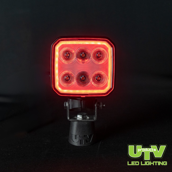 UTV3022-2 - 90W 7200 Lumen Square Work Light – Built in RED/Amber DRL with Strobe