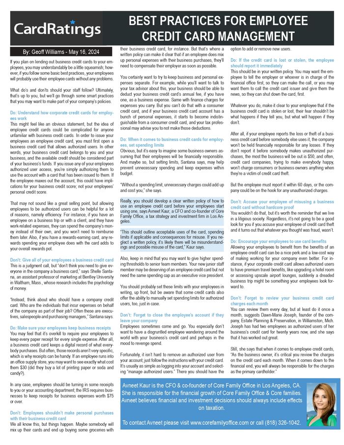 BEST PRACTICES FOR EMPLOYEE CREDIT CARD MANAGEMENT