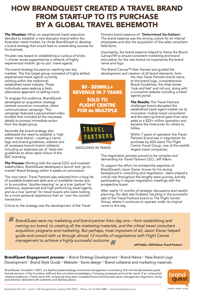 How BrandQuest Created A Travel Brand From Start-Up To Its Purchase By A Global Travel Behemoth