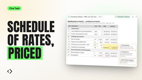 Schedule of Rates Preparation & Checks