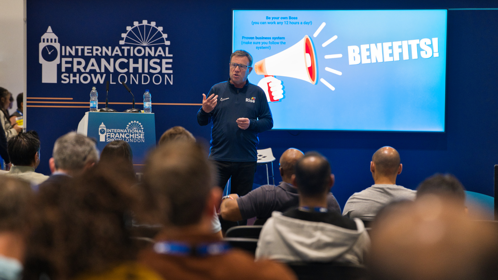 An image of a keynote speaker at the International Franchise Show