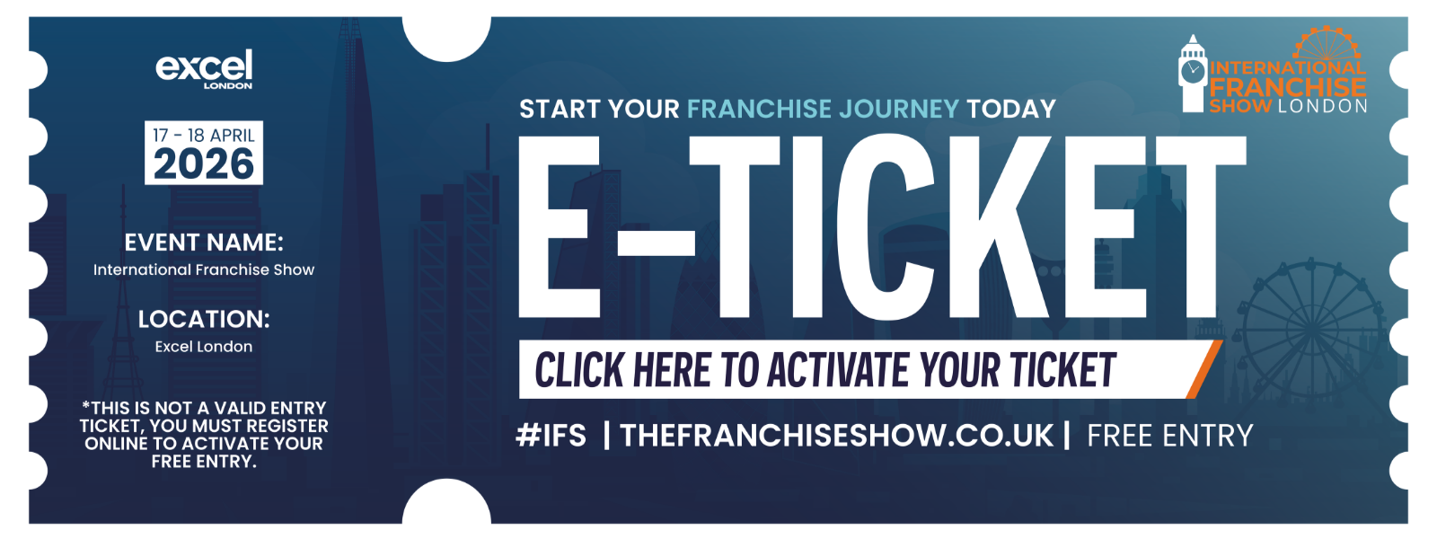 An e-ticket for the International Franchise Show