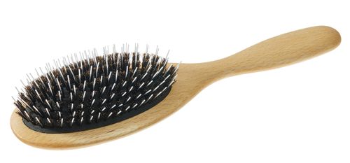 Hairbrush with boar bristles and nylon pins