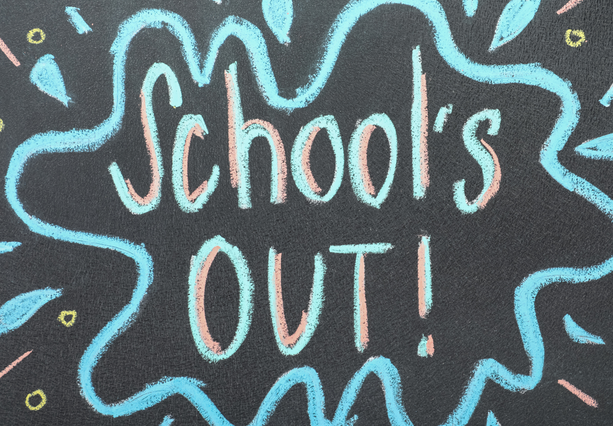 School's Out on chalk board