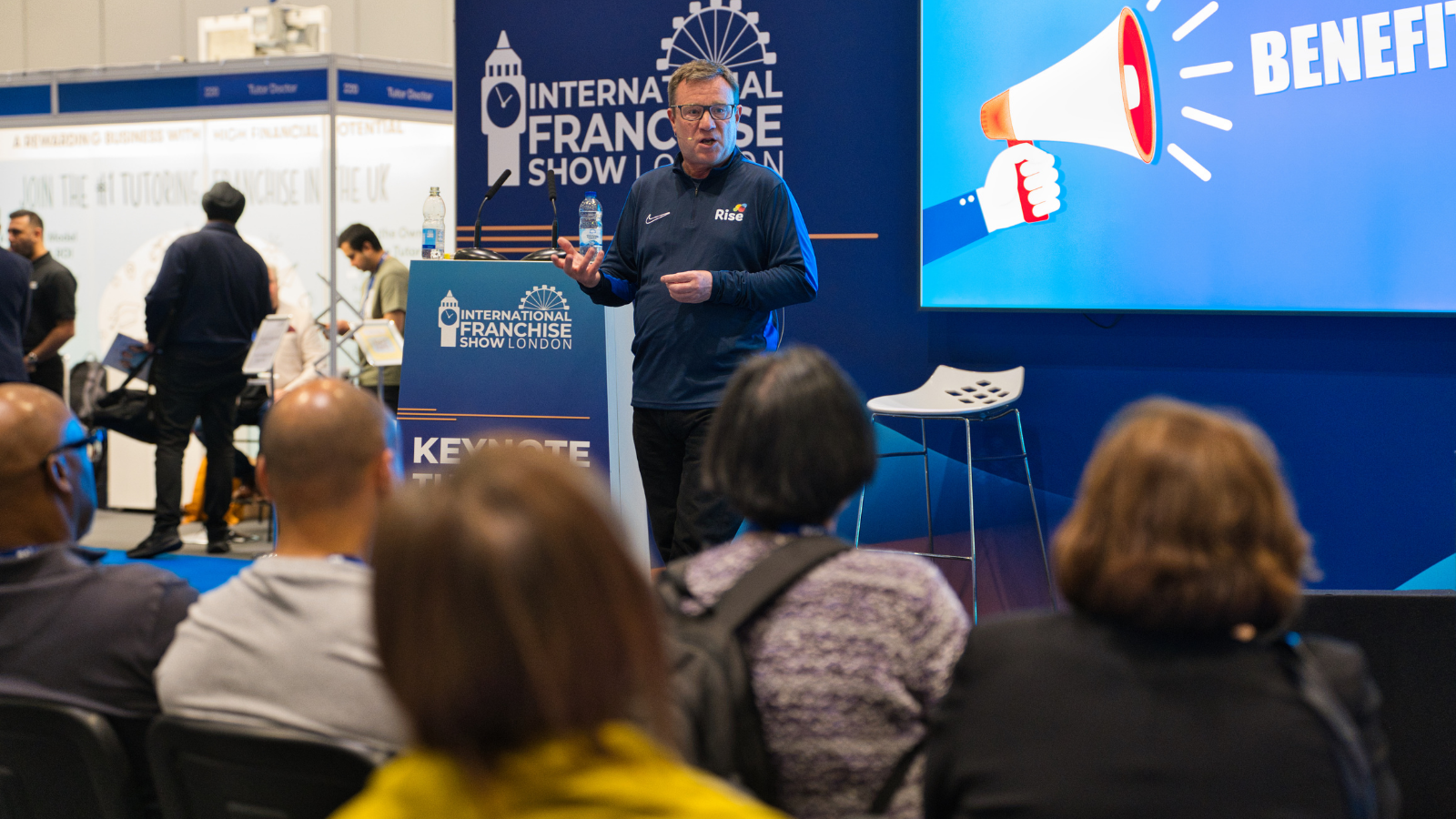 An image of a keynote speaker at the International Franchise Show
