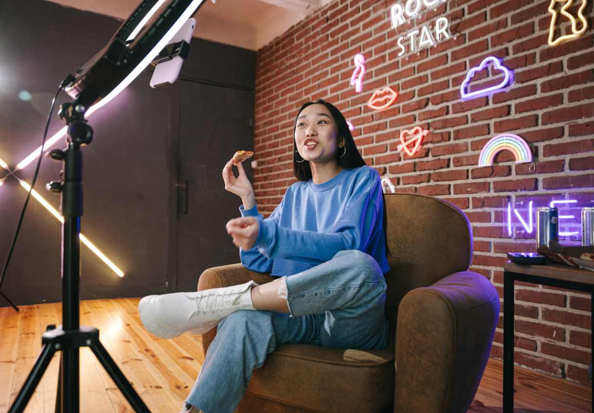 Content creator making video content