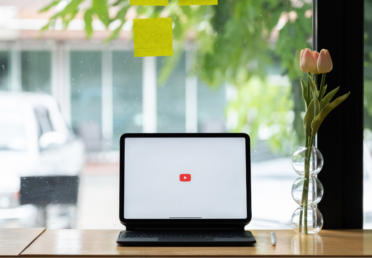 Laptop with Youtube logo