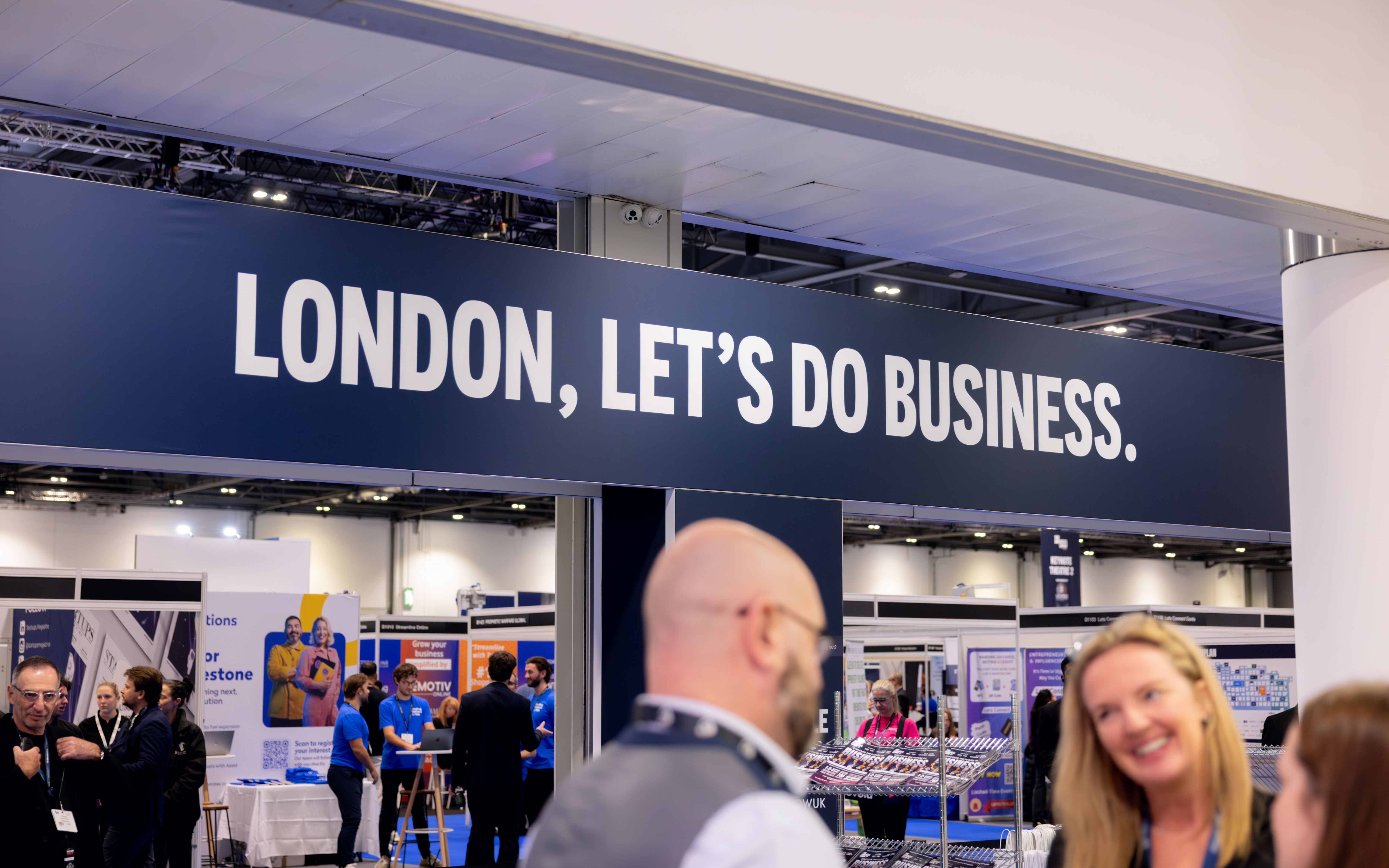 Entrance way to The Business Show London, Britain's Biggest Business event, where businesses can exhibit to increase their brand visibility