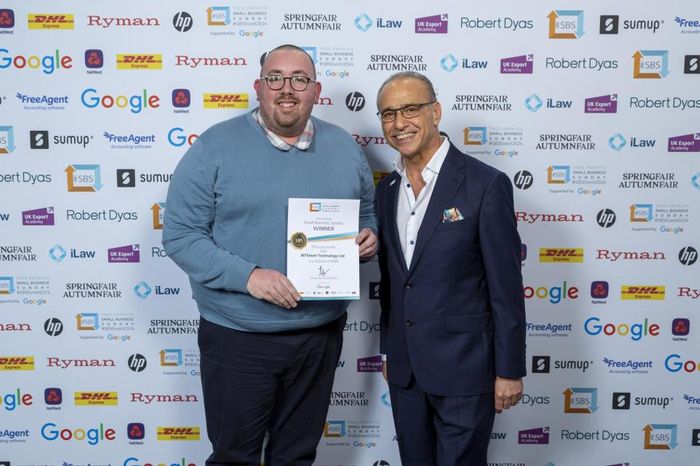 Theo Paphitis presents Small Business Sunday award to Winchester firm