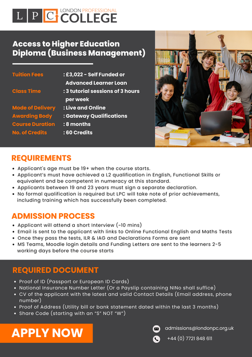 Access to Higher Education Diploma  (Business Management)