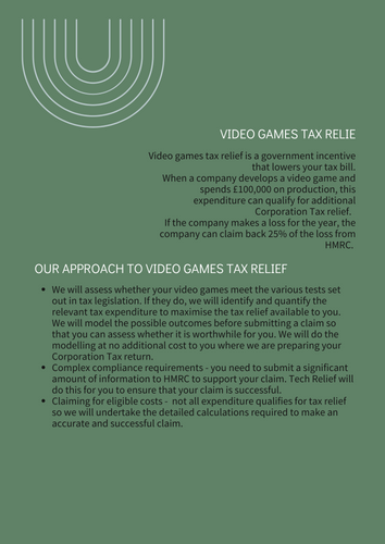 Video Games Tax Relief